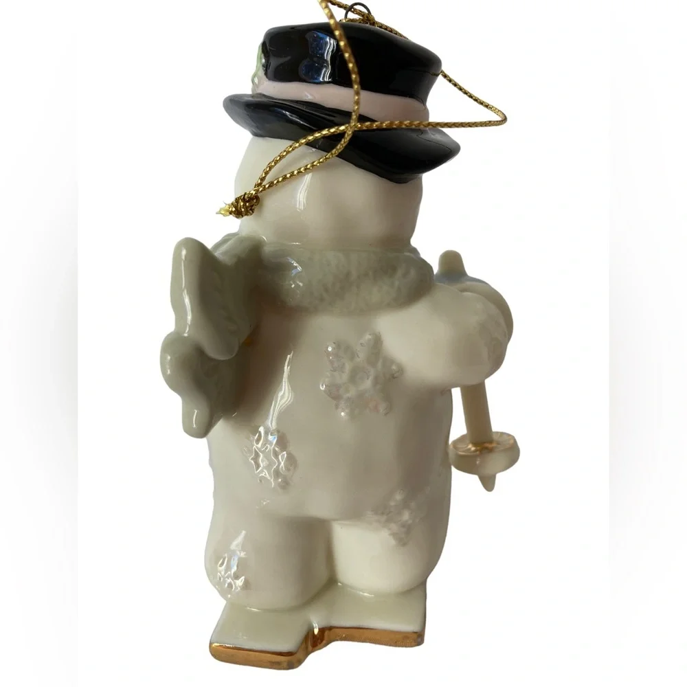 Snowman on Skis‎ Porcelain Ceramic Christmas Ornament 4.5